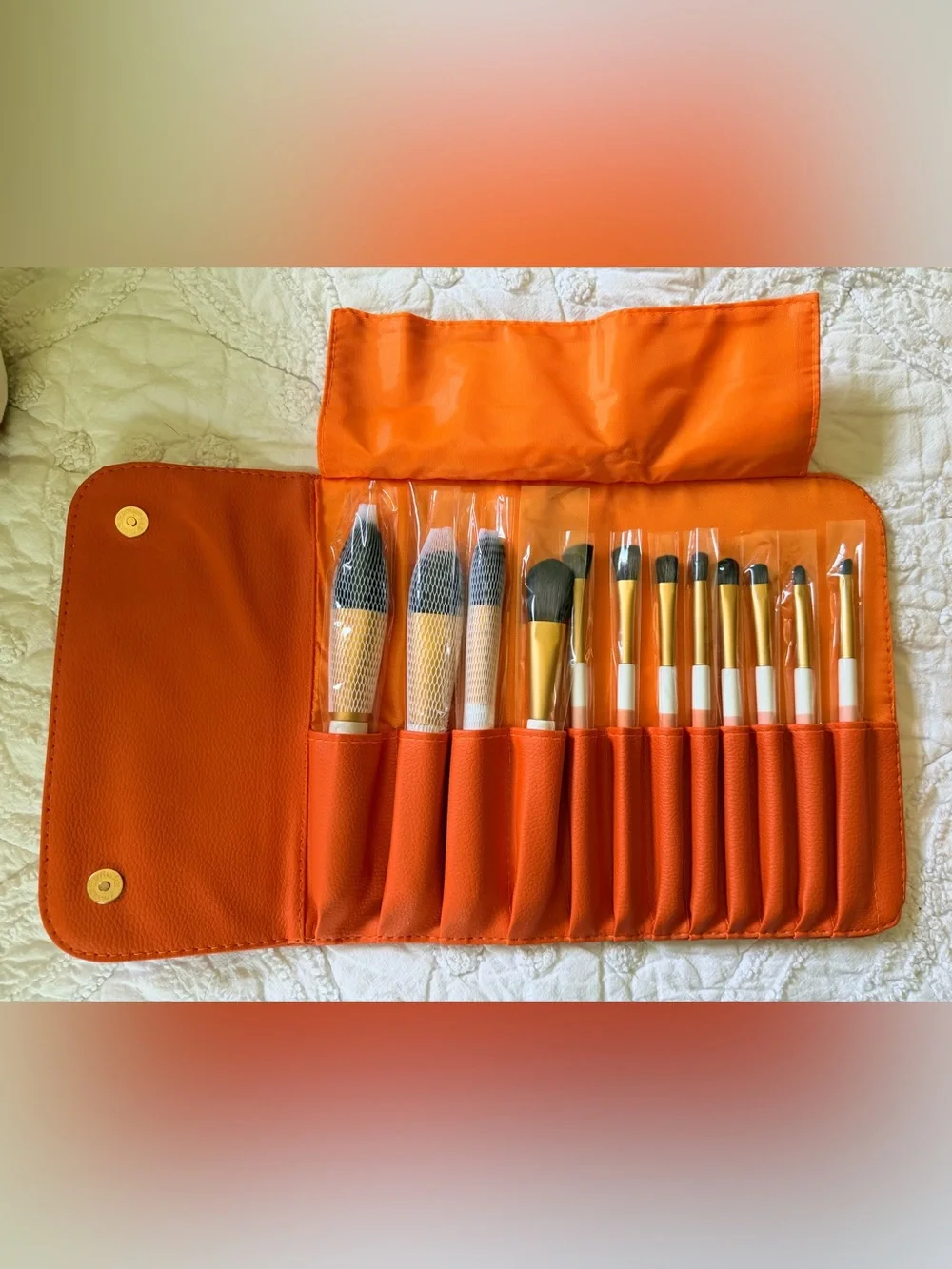 Fashion Hermes Set of 12 Makeup Brushes NEW in Box w Protective Netting/Plastic